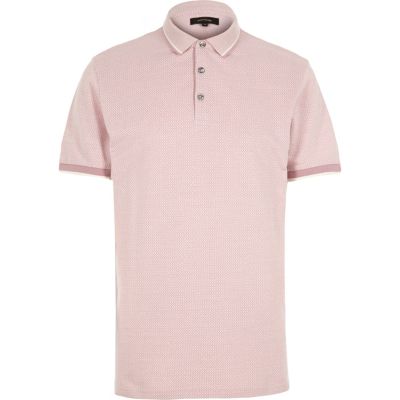 Pink diamond jacquard polo shirt